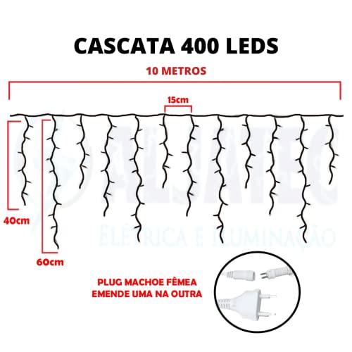 Cascata 400 Led Decoração Natalina 10 Metros Natal 8 Funções (Colorido - 220v)