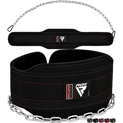 RDX Dip Belt with Heavy Duty 36 Inch Adjustable Steel Chain, Dipping Belt Chin Pull Ups Gym Training Weight Lifting Bodybuilding Powerlifting Workout, 6” Padded Neoprene Back Support Men Women Fitness Cover
