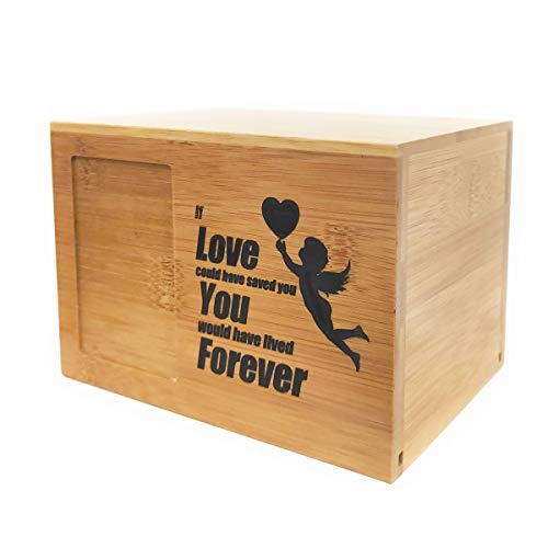 ODB 6.3x4.3x4.3 inches Small Pet Ashes Box, Cremation Urns for Ashes, Pet Memorial Keepsake Urns, Photo Box Pet Cremation Urn, Wood Keepsake Pet Urns for Dogs Ashes, Wooden Urn (Small)
