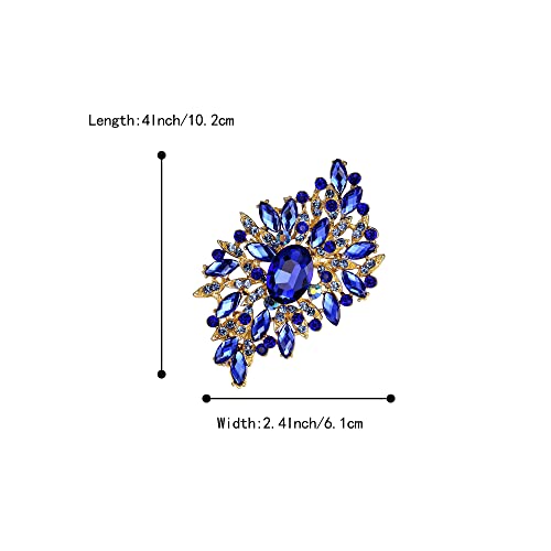 Image of BriLove Women 's Elegant Stunning Crystal Rhinestone Marquise Oval Leaf Bouquet Brooch Pin for Party Prom