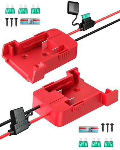 2 Pack 18V Adapter for Milwaukee M18 Battery Adapter Compatible with Power Wheels Battery Conversion Upgrade Kit for DIY Rc Car Toys Robotics and Rc Truck with 30A Fuses Wire Terminals 12AWG Wire