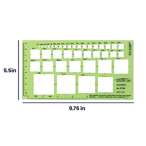 Image of Pacific Arc Squares Template Guide, 39 Squares ranging from 1 /16 inch to 1 and 3 /8 inch