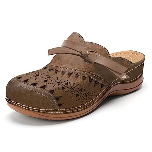 Clogs for Women Wide Width Wedge Sandals Hollow Out Closed Toe Slip On Slippers Arch Support Outdoor Beach Slippers3