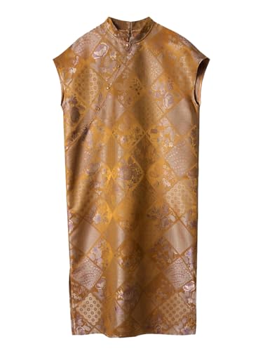 Vestido jacquard de brocado de seda para mujer HangErFeng 3001 largo de fiesta formal