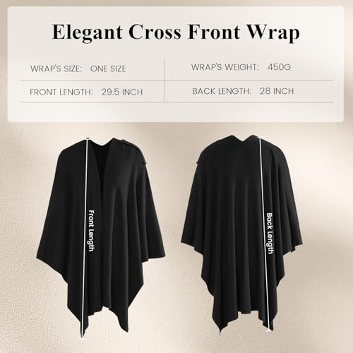 Pleneal Shawl Wraps for Women Open Front Poncho Knit Wrap for Travel Daily | Sweater Wrap, Knit Topper, Elegant Shawl Cape, Soft Cozy Touch, Draped Cover‑Up or Cardigan, Ideal for Spring Fall Winter - image 2