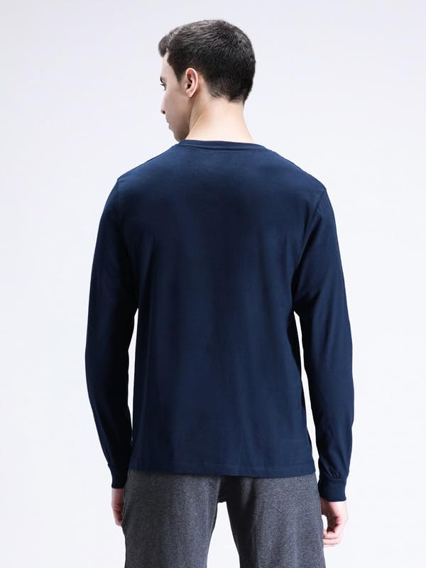 Image of CROCODILE Men Solid Sport Fit T Shirt | Round Neck | Long Sleeve | Regular Length | Basic Casual Pull On Topwear