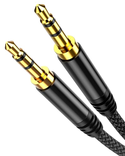 Highwings Aux Kabel 3,5mm Klinkenkabel [2M] Stereo Audio Kabel Klinke auf Klinke Nylon Geflochtenes Hochwertige Kabel für Kopfhörer, Auto, Handy, PC, Lautsprecher,MP3-Player usw-Schwarz