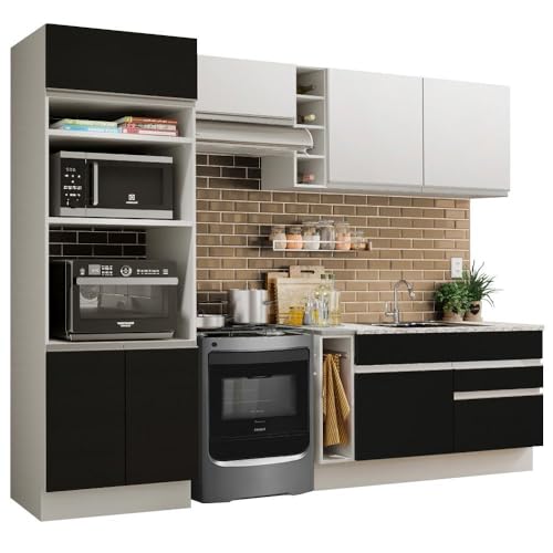 Listado de Cocina Integral Walmart , listamos los 10 mejores. 43 Madesa Cocina Integral Completa Modular 270cm Jade 09 - Blanco/Negro