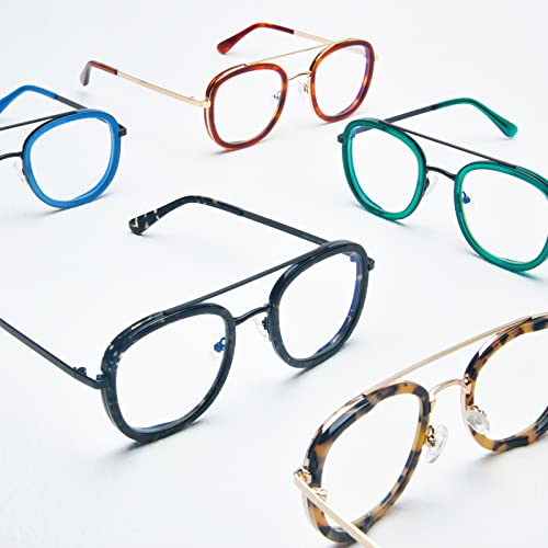 Image of VISOONE Retro Round Anti Eyestrain Metal Medium Eyewear Blue Light Blocking Glasses for Computer Gaming Women Man SANFORD