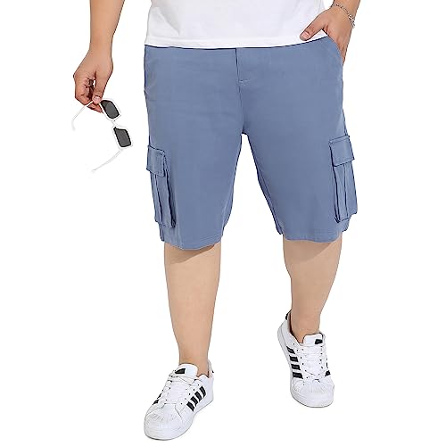 Image of Instafab Plus Men's Cargo Shorts for Casual Wear | 6 Pockets | Plus Size Fit | Button Closure | Cotton Poly Cargo Shorts Crafted with Comfort Fit for Everyday Wear