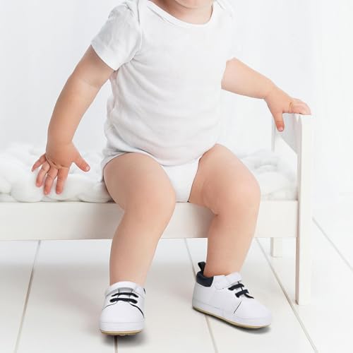 Baby Boy Girl Shoes High Top Baby Walking Shoes Non Slip Unisex Infant First Walker Sneakers PU Leather Rubber Sole Toddler Crib Shoes,3-12 Months4