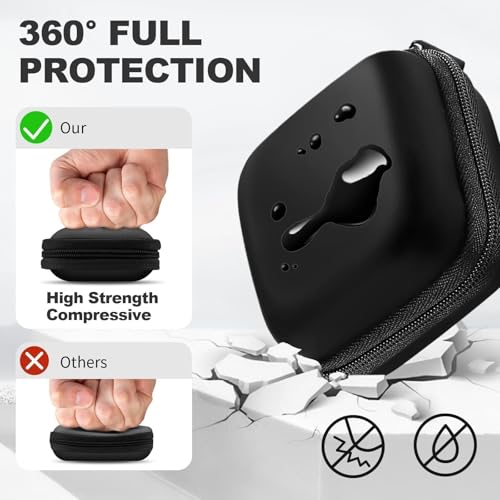 Image of Square + Round Earbud Case Portable EVA Carrying Case Storage Bag Cell Phone Accessories Organizer with Carabiner for Earphone, Earbud, Earpieces, SD Memory Card, Camera Chips, Black * 2
