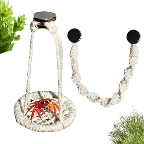 Jumping Spider Bridge   Hamacas De Cuerda De Algodón De 2 Piezas, Naturales Hechas A Mano | Mini De Araña Saltarina, Accesorios, Transporte De Viaje, Avión Diario, Salida, Compras, Granja Urbana,