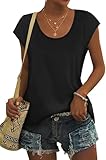 Womens Summer Tops 2025 Casual Short Sleeve Shirts U Neck T Shirts Workout Clothes Outfits Women's Clothing Black M
