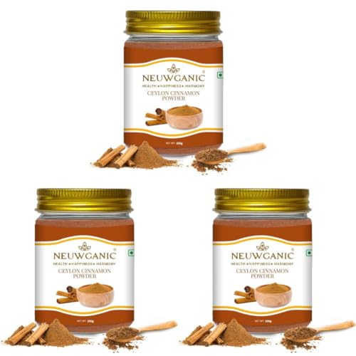 Image of Neuwganic - Natural Ceylon Cinnamon Powder | Pure & Natural Dalchini | Indian Organic Spices | Ideal for Making Cookies /Masala Tea /Desserts | 200 Gm Pack of 3