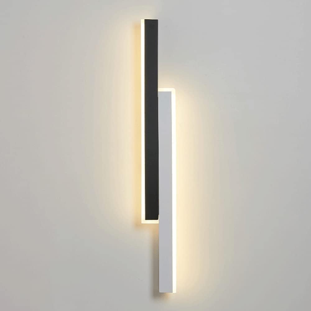 HCZKIUJY Wall lamp, Linear LED Flush Mount Ceiling Light Gold Long Strip Wall Sconces Indoor 3000K Ceiling Light Bar Black Ceiling Lamp(Black White-80cm)