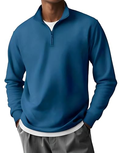 Image of AUSK Mens Sweatshirt with Neck Zipper || Full Sleeve Polo Collar Jacket for Winter wear Fleece Fabric Sweatshirt for Man