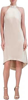 完売間近！【BCBG MAXAZRIA】Gathered Halter Midi Dress Amazon.com: BCBGMAXAZRIA Women's Chain Halter Neck Midi