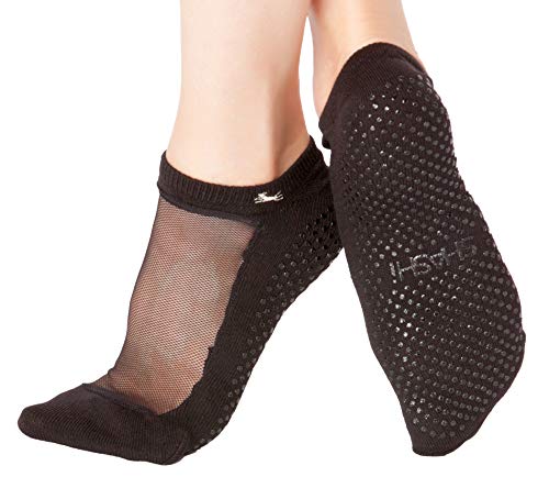 Shashi Black Mesh Non Slip Ergonomic Socks Pilates Barre Ballet Yoga Dance Black