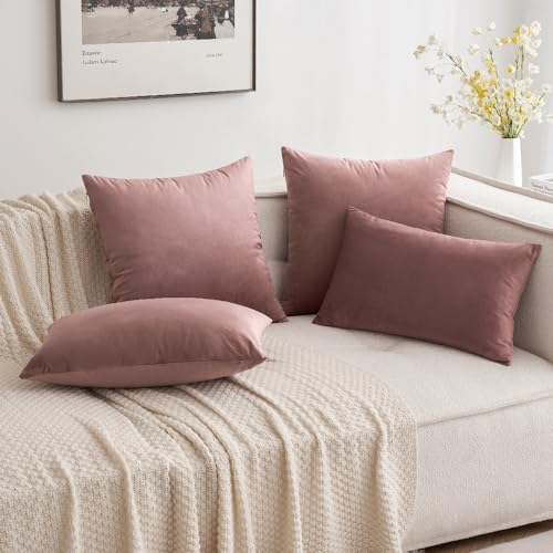 Image of MIULEE Pack of 2 Decorative Velvet Pillow Covers Soft Square Throw Pillow Covers Soild Cushion Covers Jam Pillow Cases for Sofa Bedroom Car 16 x 16 Inch 40 x 40 cm