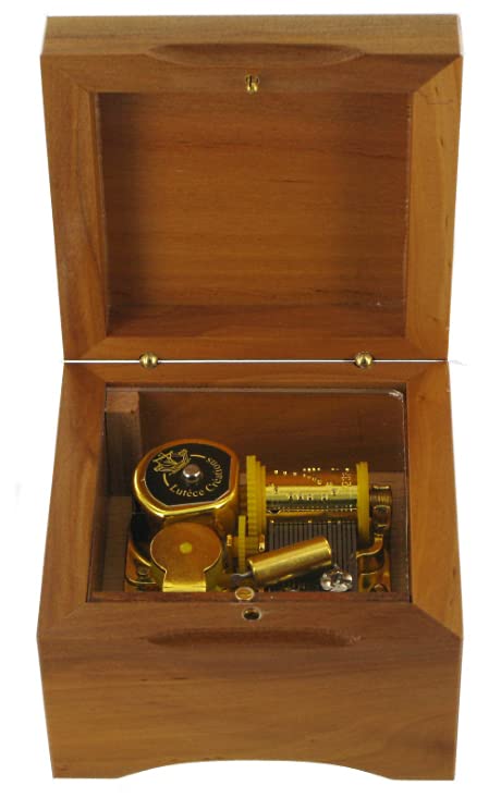 Lutèce Créations Carillon A Manovella In Cartone - Tema Angeli - 18 Note - Melodia 'Il Lago Dei Cigni' - Scatola Musicale 6x6x3,8 Cm