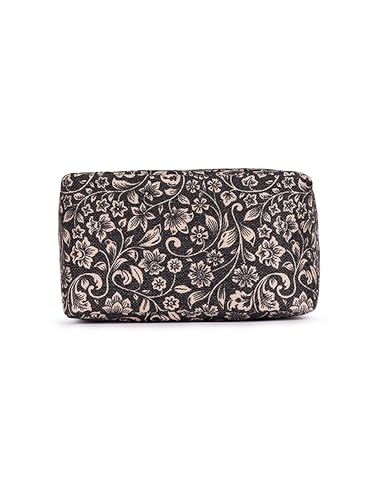 Image of ZOUK FloMotif Floral Printed Jute Black Insulated Lunch Tiffin Storage Picnic Tiffin Storage Picnic Bag