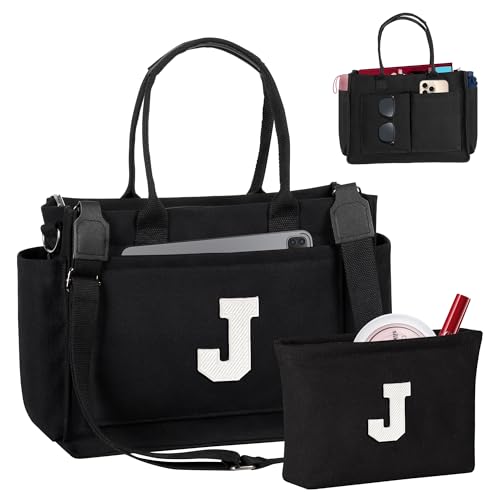 Image of Birthday Gifts for Women, Initial Tote Bag with Makeup Bag | Teen Girl Gifts Trendy Stuff, Back to Campus