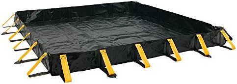 AIRE INDUSTRIAL 911-040612 Portable Containment Berm, 180 gal Spill Capacity, 4' Length x 6' Width x 12" Height, 30oz. Industrial strength geotextile fabric, Black