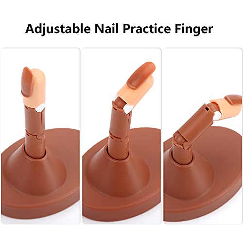 Nail Practice Fingers For Acrylic Nails-Flexible Nail Art Training Manicure Fingers Set For Hands, 3 Pcs Fake Finger To Practice Fake Nails With Base Stand And 100 Pcs Refill Nail Tips #TOP2