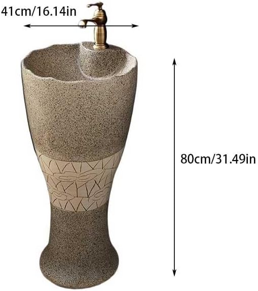 Pedestal Sinks Ceramic Column Sink Balcony Outdoor Washbasin Retro Basin Bathroom (A)