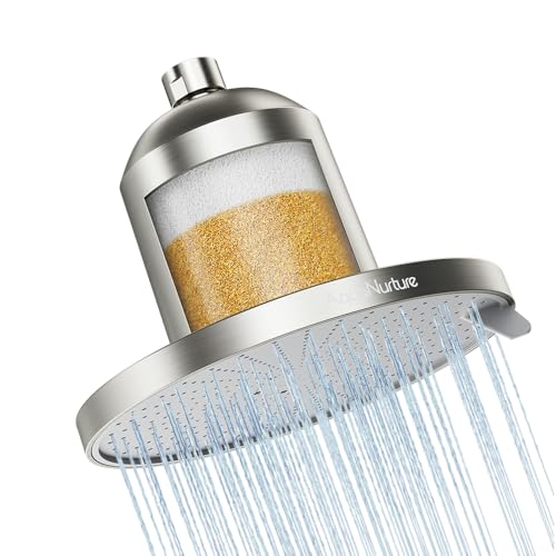 Filtered Shower Head with Filters, High Pressure Filter Showerhead for Healthier Hair & Skin, Remove Chlorine and Heavy Metals For Hard Water,3 Modes 7 Inch Best Shower Heads 2.5 GPM, Brushed Nickel