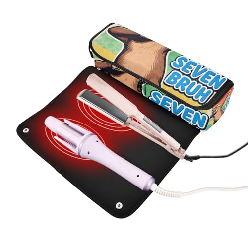 Bolsa de viaje y tapete resistente al calor para herramientas de cabello Hot Hair Tools con cremallera, organizador portátil para planchas y accesorios de cuidado capilar, modelo Six Seven Bruh Retro Capybaras miniatura 2