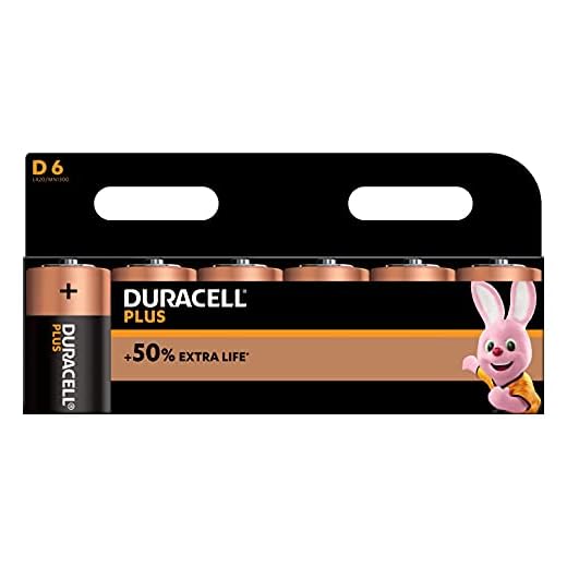Duracell Plus D-batterier, paket med 6