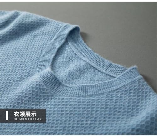 Mens Short Sleeve Pullover Sweater O Neck Solid Color Casual Knitted Warm Sweater3