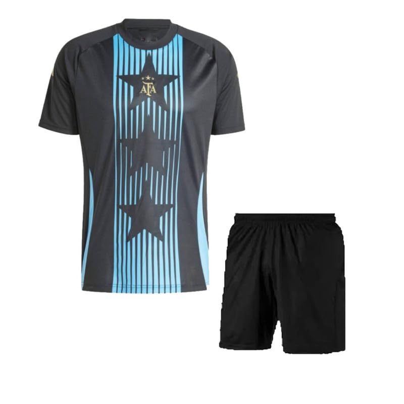 RJMMessii 10 Football Special Edition Black Jersey with Shorts 2024 (Boys,Men,Kids)