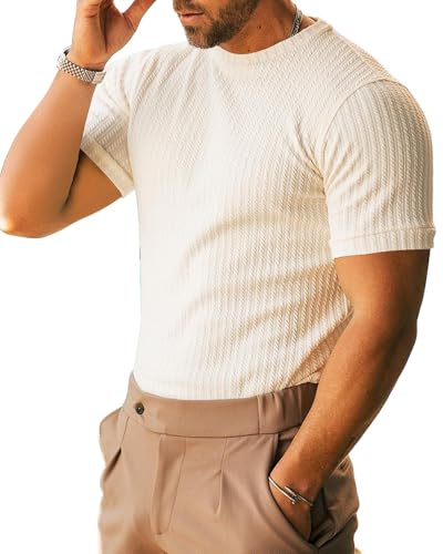 Men's Ribbed Knit Short Sleeve Crewneck T-Shirt