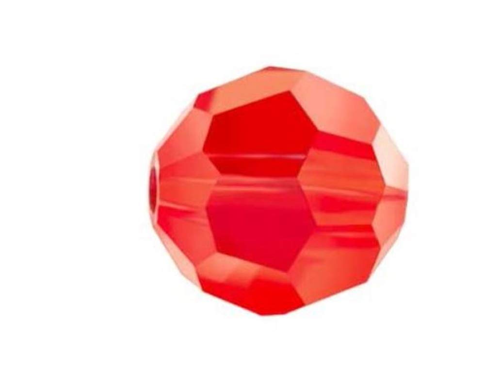100pcs Adabele Austrian 4mm (0.16 Inch) Small Faceted Loose Round Crystal Beads Light Siam Red Compatible with Swarovski Crystals for Jewelry Craft Making SS2R-406