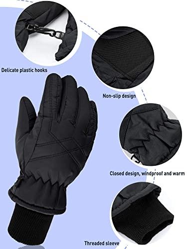 Hicarer 3 Pairs Kids Winter Gloves Waterproof Snow Ski Gloves Windproof Warm Unisex Ski Gloves Thermal Snow Mitten For Cold Weather Girls Boys (Simple Style, 4-7 Years) #TOP2