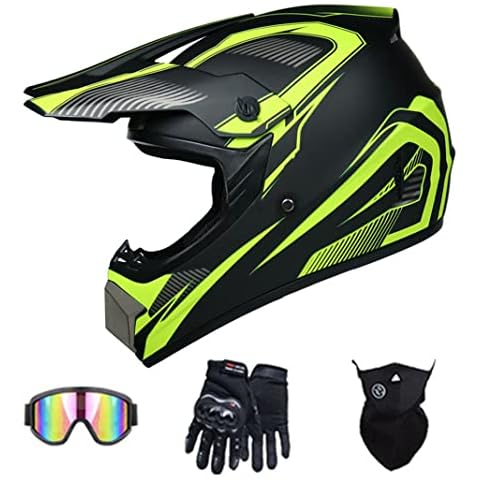 Motocross Full Face Helmet DH Motorcycle Backflip helmets DOT Dirt Bikes helmet motorbike helmet for Rally MTB ATV Pit bike Off-Road Mountain (Yellow track) (56~57cm L) Cover