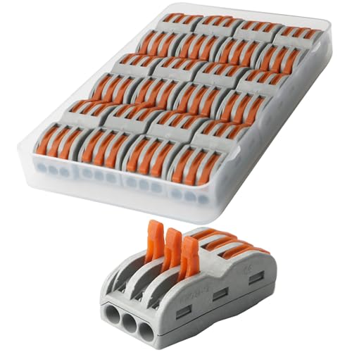 CESFONJER Lever-Nut Surtidas Conector, Bloque de Terminales de Barra de Presión Bilateral de 6 Orificios, Conductores de Surtido Conectores de Cable Compacto SPL-3 (Paquete de 12)
