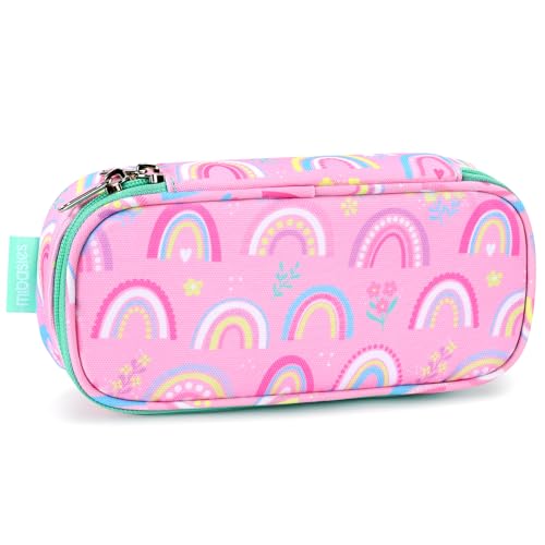 Image of mibasies Girls Pencil Case for Kids, Multi-Slot Pencil Pouch, Rainbow Pink