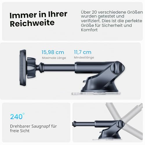 APPS2Car Magnet Halterung Auto, Universal-Armaturenbrett-Windschutzscheibe Industrielle Festigkeit Saugnapf Handy Halterung mit… – Ansicht 4