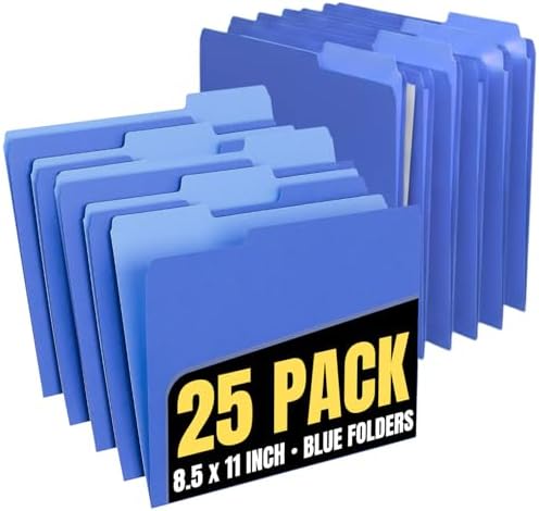 1InTheOffice Blue File Folders Top-Tab File Folders, 3 Tab, Blue ...