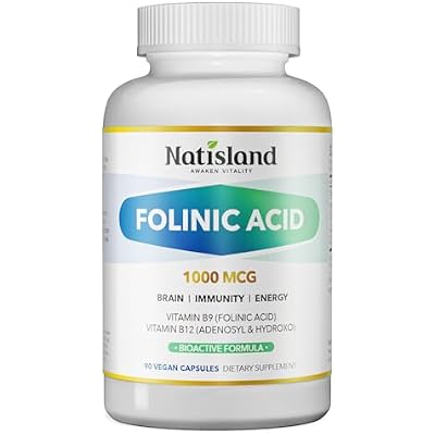 Active Folate (Folinic Acid 1000 MCG) + B12 500 mcg (Adenosyl & Hydroxo), Gentle & Highly Absorbable, Supports Energy, Brain Health & Metabolism, Vegan, 90 ct