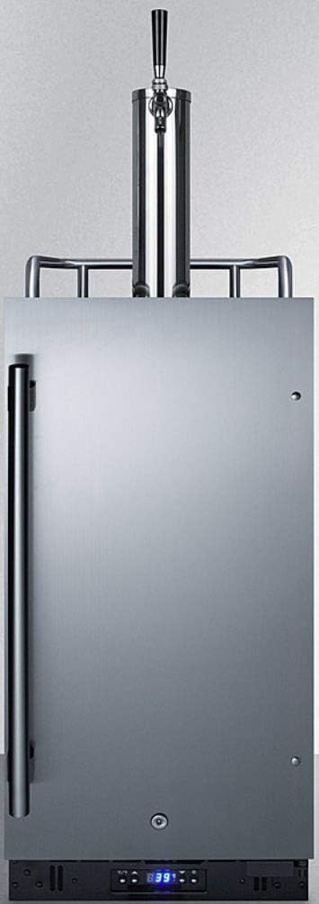 Summit Appliance SBC15WK Built-in 15" Wide Commercially Listed Wine Kegerator with Auto Defrost, Digital Thermostat, Stainless Steel Door, Pro Style Handle, Front Lock, Sealed Back and Black Cabinet