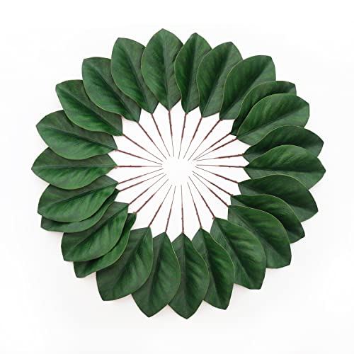 Namzi Artificial Green Magnolia Leaves Pack of 40 for Wedding Decor, Home Decor, Indoor Decor, Book Decorative, Bookmark, Fake Leaves Decor, Magnolia Wreath, Artificial Plants