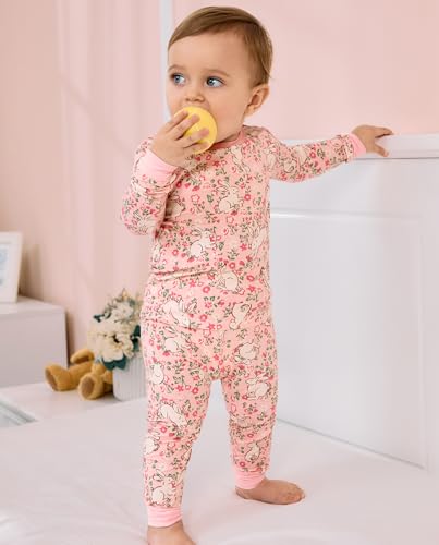 Bamboo Viscose Toddler Girls Kids Baby Long Sleeve Pajama Sets Snug fit Zipper Pajamas M18244