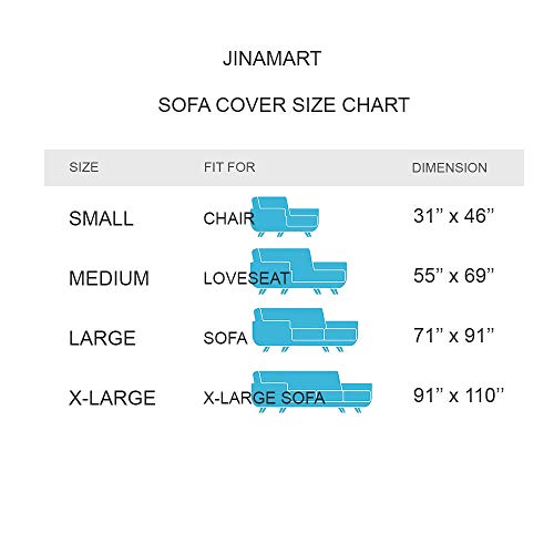 JINAMART High Stretch Couch Cover-One Piece Sofa Cover Furniture Protector + Two Cushion Covers and Pockets on The Sides (X-Large, Beige) - Thumbnail 3