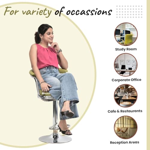 Image of GOYALSON Classic Height Adjustable and Revolving Bar Stool Kitchen Chair (4, Green)
