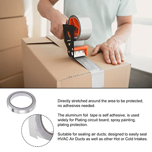 Image of Aluminum Foil Tape Adhesive Metal Tape, [for Sealing Patching Hot Cold HVAC, Duct, Pipe Insulation] - 0.4 inch /66ft /2.4 Mil /Silver /2 Rolls